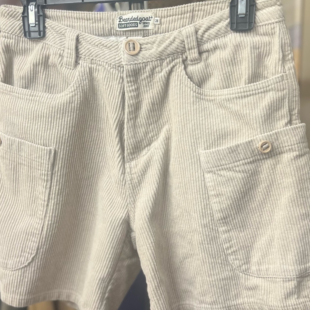 Bearded Goat Moor Corduroy Cream Shorts size 28 - Picture 10 of 11